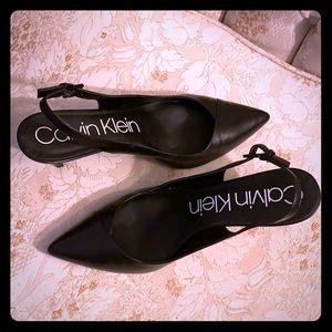 Calvin Klein Gwenith Napa Leather Slingback Heels